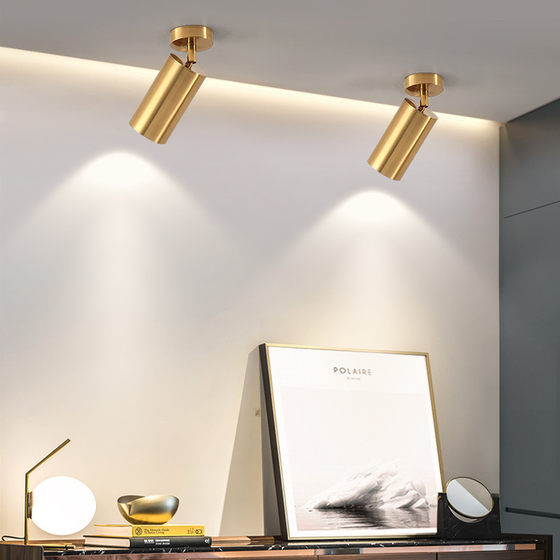 Golden spotlights Nordic style living room cafe bar restaurant cloakroom ceiling mounted track lights
