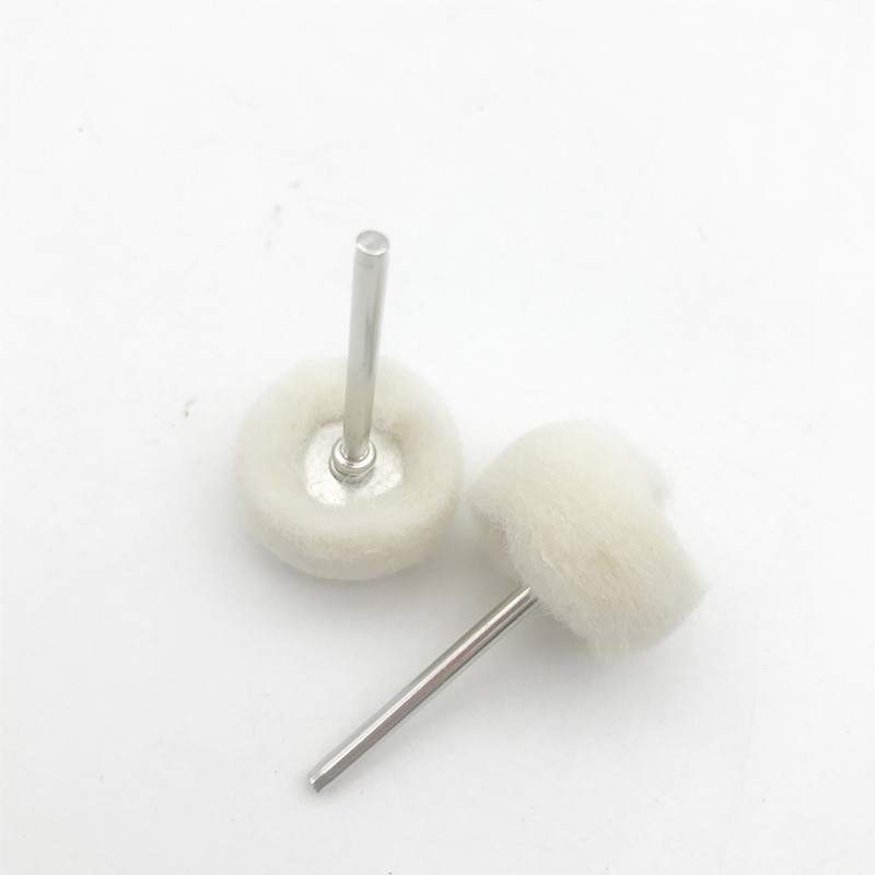 Amber Polished Wool Wheel Polishing Wheel with Handle Cashmere Polishing Grinding Head 3/2.35mm Handle Wool Ball Grinding Head