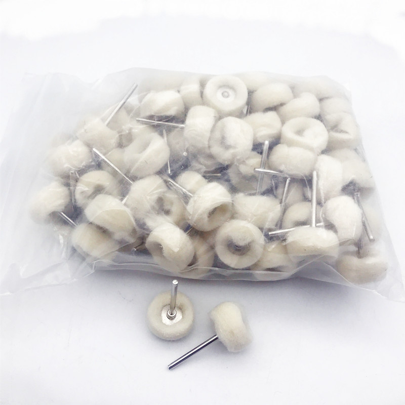 Amber Polished Wool Wheel Polishing Wheel with Handle Cashmere Polishing Grinding Head 3/2.35mm Handle Wool Ball Grinding Head