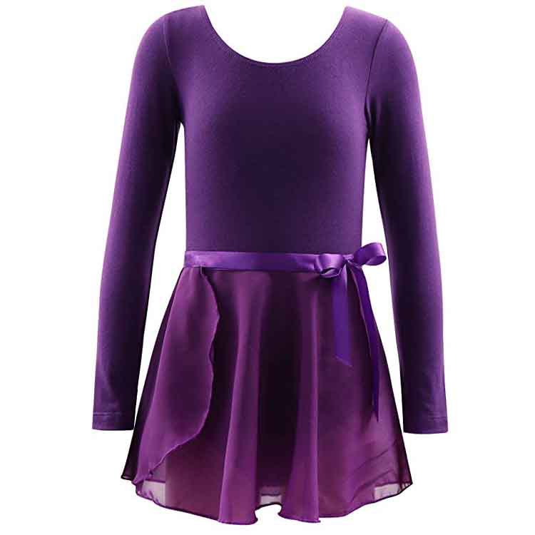 Factory wholesale children's dance clothes spring and summer long-sleeved cotton practice clothes girls' ballet jumpsuit two-piece suit