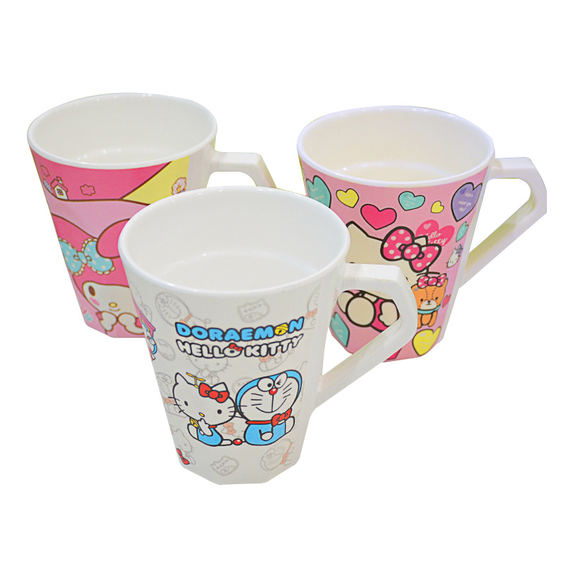 Creative melamine handle cup anti-fall heat-resistant children's cartoon mouthwash Cup cute gift tea cup daily necessities wholesale