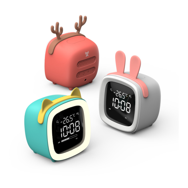 Adorable cartoon TV alarm clock children snooze LED electronic clock USB charging student alarm clock lazy clock