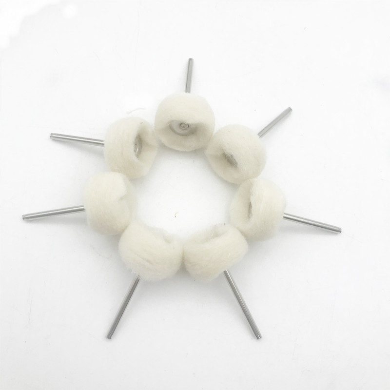 Amber Polished Wool Wheel Polishing Wheel with Handle Cashmere Polishing Grinding Head 3/2.35mm Handle Wool Ball Grinding Head