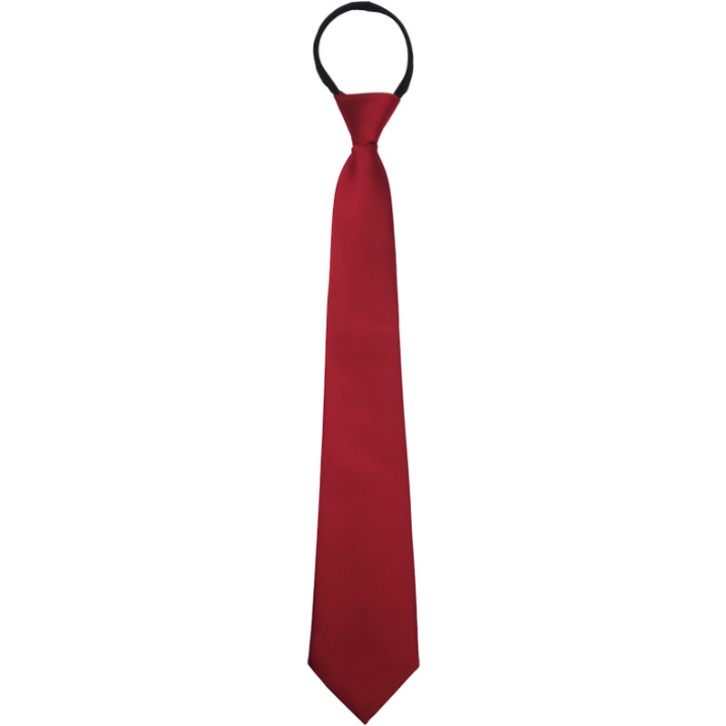 Factory direct customizable polyester silk knot-free twill men's tie 8cm lazy solid color zipper tie