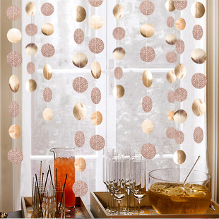 New round Garland reflective surface glitter powder pendant party home decoration kindergarten school jewelry