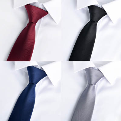 Men's casual Korean-style narrow lazy monochrome 1200 needle 6CM plain women's easy-to-pull zipper tie