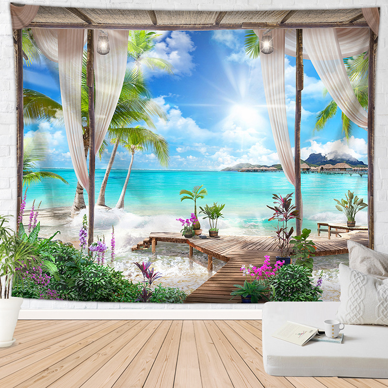 Cross-border AliExpress Holiday Scenery Pattern Digital Printing Decorative Tapestry Background Cloth Hanging Cloth to Figure
