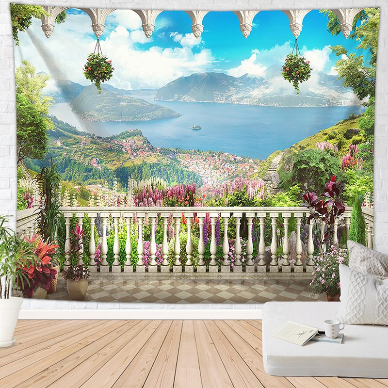 Cross-border AliExpress Holiday Scenery Pattern Digital Printing Decorative Tapestry Background Cloth Hanging Cloth to Figure