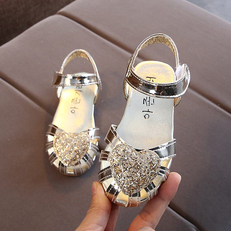 Girls' Sandals 2022 Korean Style Summer New Middle and Large Children's Love Children's Princess Shoes Hollow Toe Baotou Baby Children's Shoes