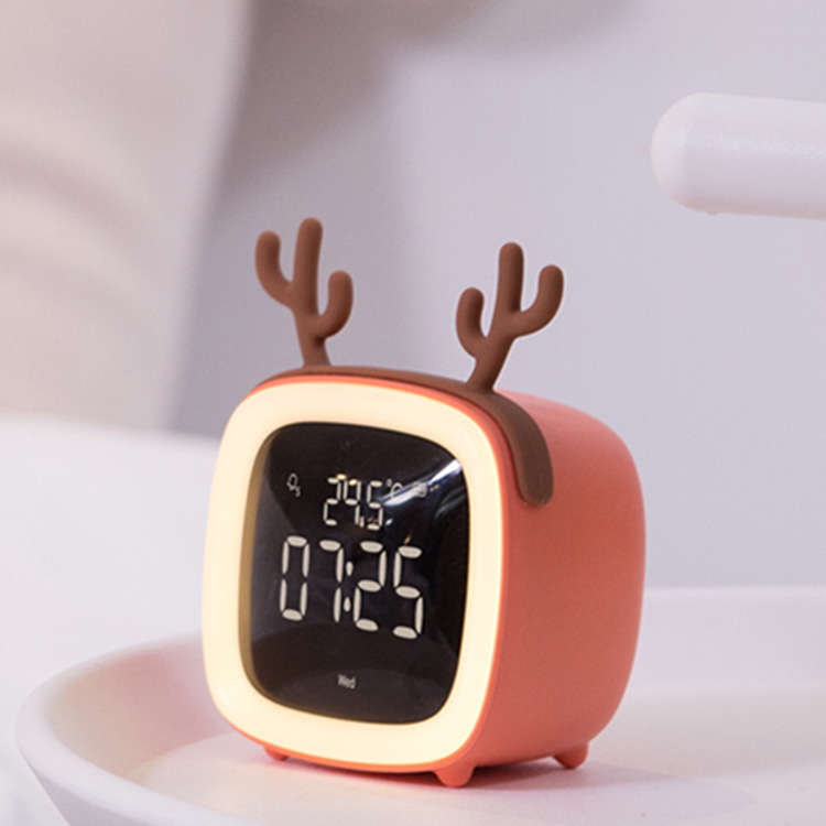 Adorable cartoon TV alarm clock children snooze LED electronic clock USB charging student alarm clock lazy clock