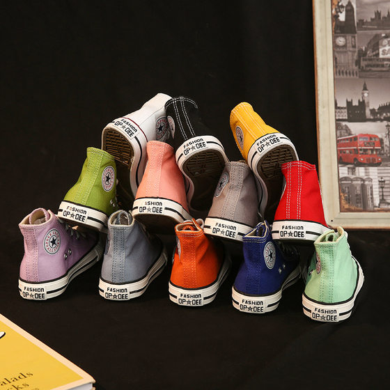Children's Canvas Shoes 2023 Spring and Autumn High-top Lace-up Korean-style All-match Boys and Girls Shoes Parent-child Shoes Casual Cloth Shoes