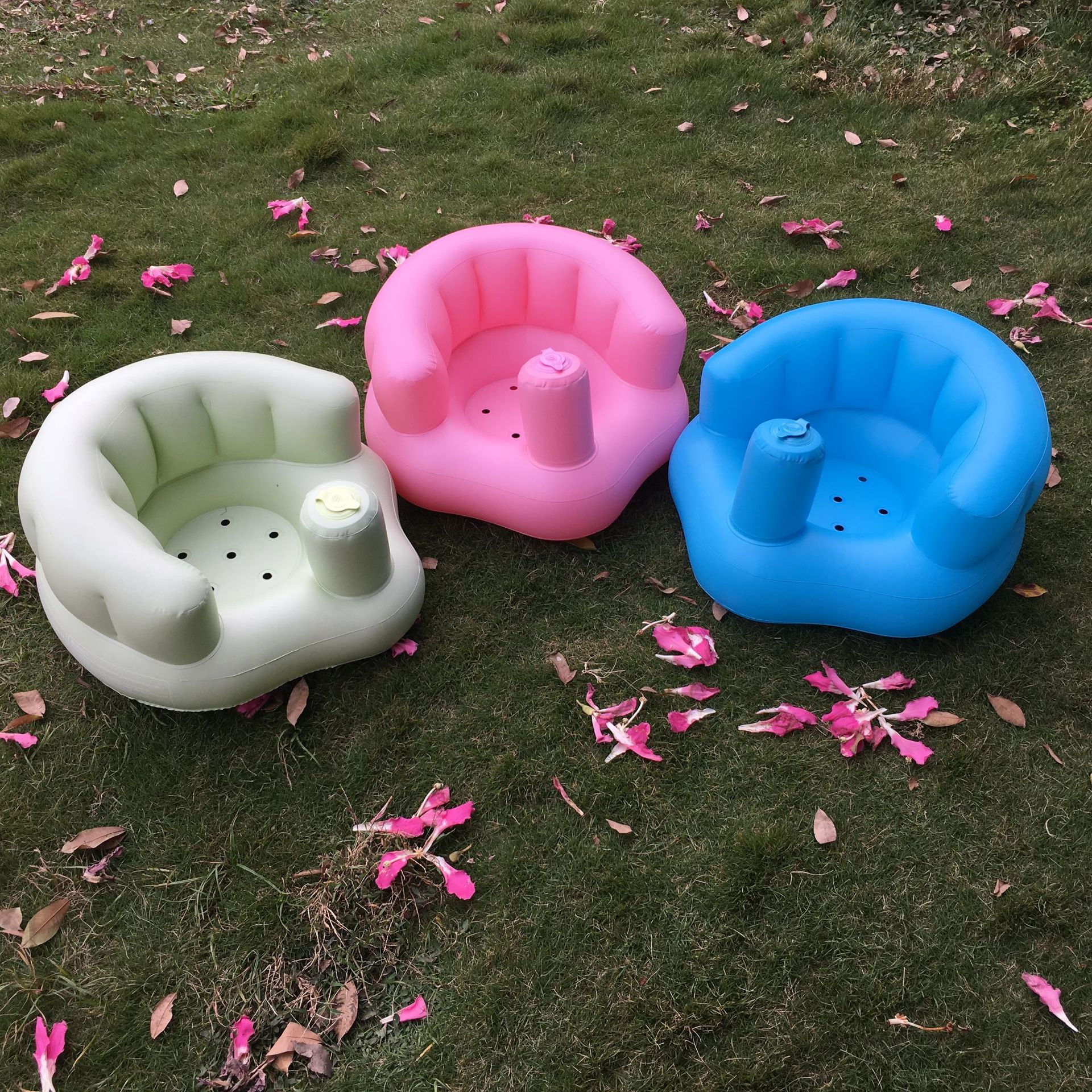Light green basic baby inflatable sofa baby learning chair baby dining chair baby bath stool inflatable toy