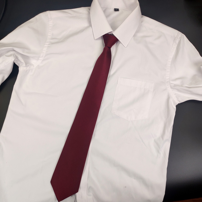 Factory direct customizable polyester silk knot-free twill men's tie 8cm lazy solid color zipper tie