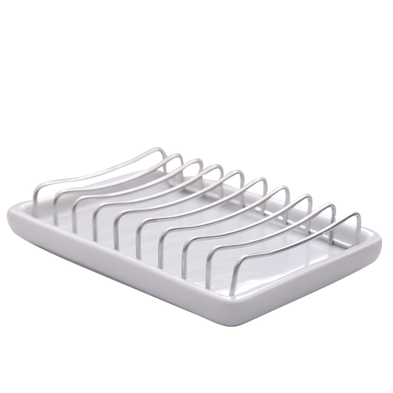 Non-printed Ceramic Soap Dish Creative Non-perforated Soap Box Double-layer Draining Rack Bathroom Rack Bathroom Soap Box