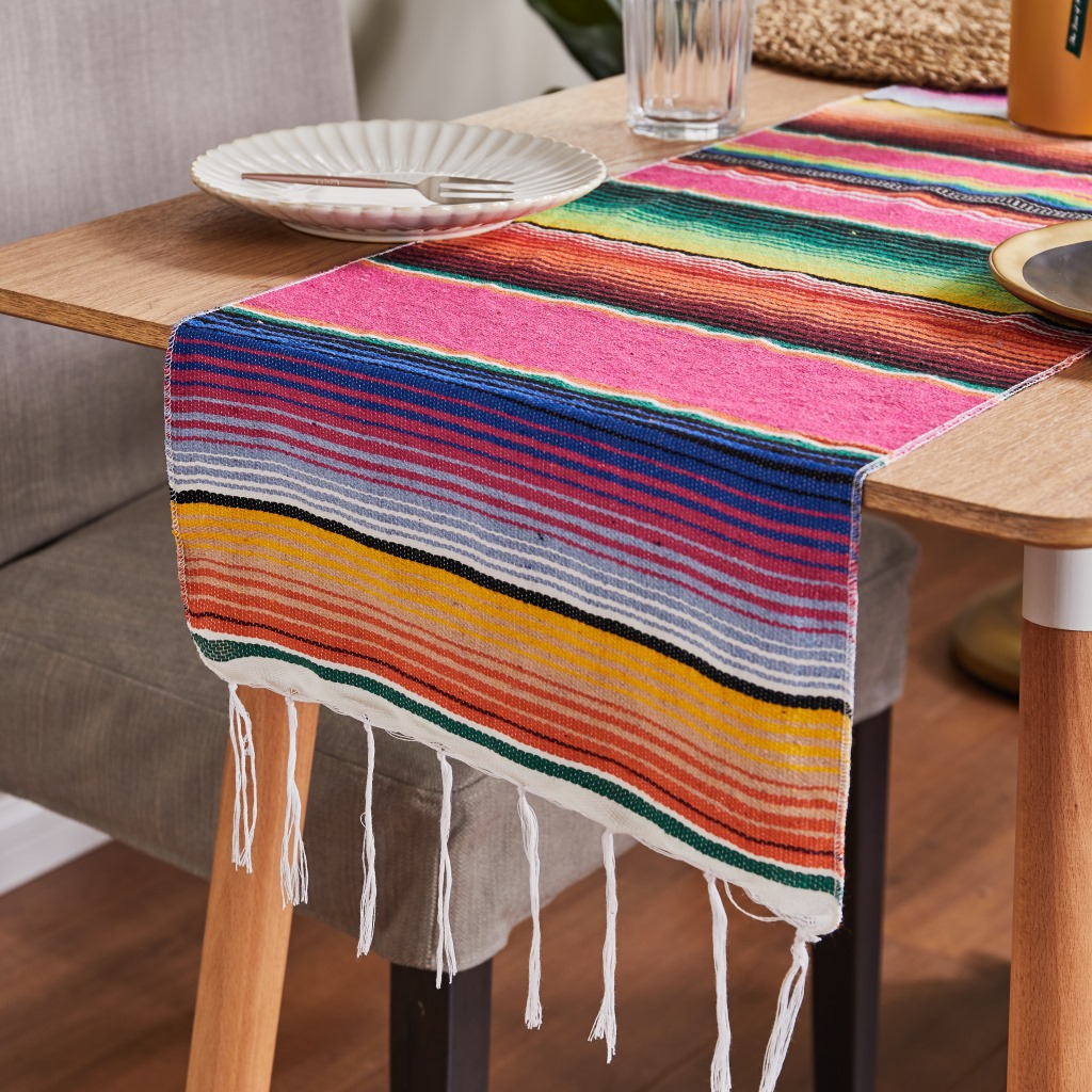 Mexican table runner blanket rainbow blanket woven blanket table runner bed runner tablecloth picnic mat picnic blanket outdoor blanket