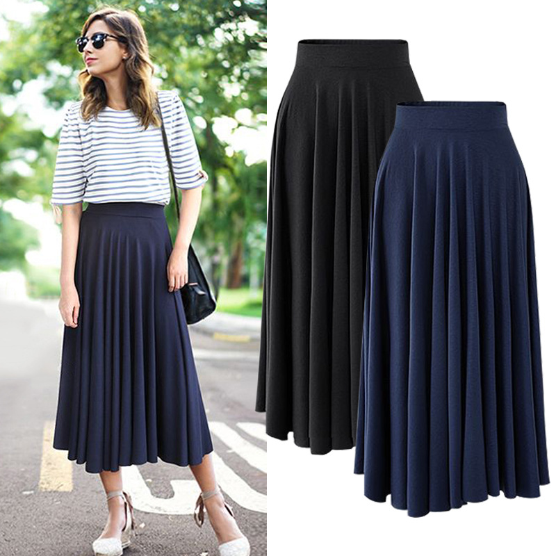 Summer New modal loose large size skirt 200kg fat mm long large swing skirt high waist pleated umbrella skirt