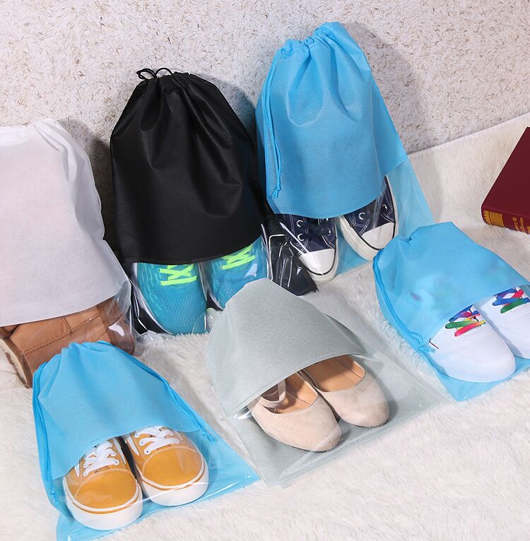 Spot transparent non-woven drawstring pocket slippers sandals bag men's shoes sports shoes toy dustproof packaging bag