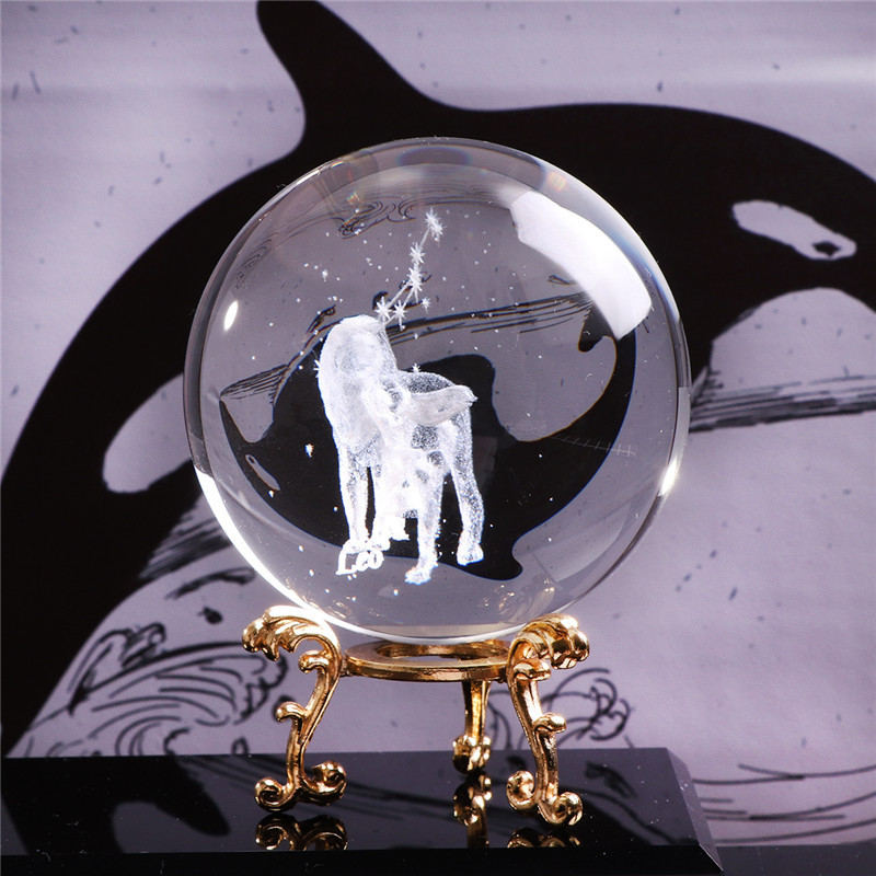 Cross-border hot crystal creative carved crystal ball wholesale desktop decoration twelve constellation exquisite gift gift