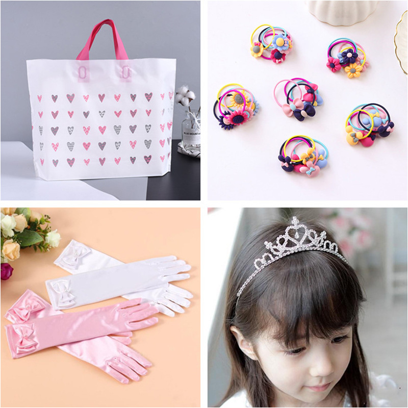 Children's Dress Accessories Shiny Rhinestone Crown Pearl Hair Crown Princess Gloves Tote Bag Cartoon Hair Band Hair Rope