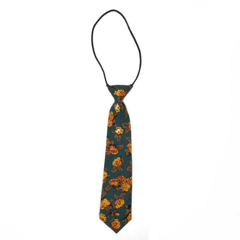 Small Tie ins Girl's Short Artistic Cotton Printed Tie Cartoon Fun Cyber Popular Small Tie