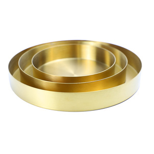 Golden Stainless Steel Disc Tray Metal Round Storage Tray Candy Tray Tea Tray Fruit Tray Ornaments