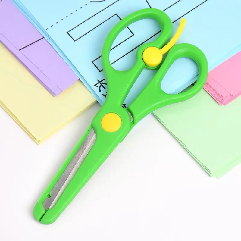 Wholesale children's scissors DIY handmade art stationery children's paper-cut safety small scissors elastic labor-saving metal