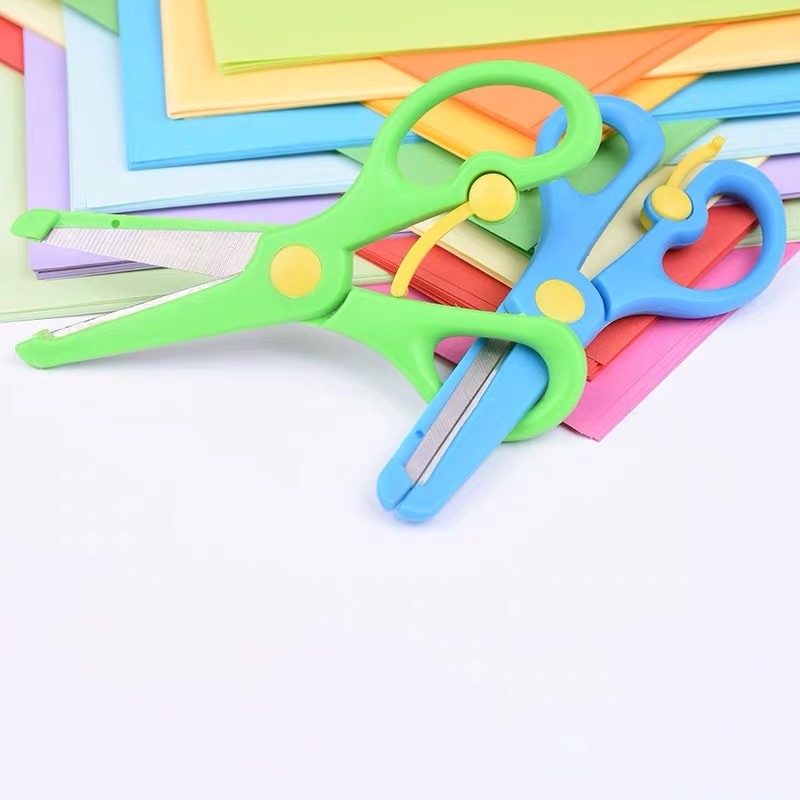 Wholesale children's scissors DIY handmade art stationery children's paper-cut safety small scissors elastic labor-saving metal