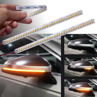 Car LED rearview mirror running water light bar modified LED streamer turn signal 12v scanning running water yellow light