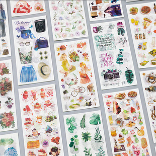Original homemade ins fresh flat stickers daily collection DIY hand account and paper sticker material 3 pieces