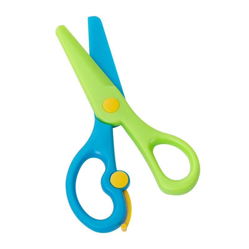 Children's paper-cut anti-pinch hand safety scissors full plastic straight edge scissors fold line straight student kindergarten scissors