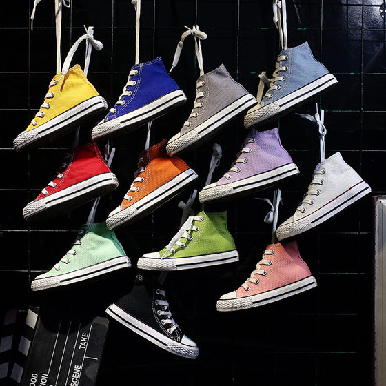 Children's Canvas Shoes 2023 Spring and Autumn High-top Lace-up Korean-style All-match Boys and Girls Shoes Parent-child Shoes Casual Cloth Shoes