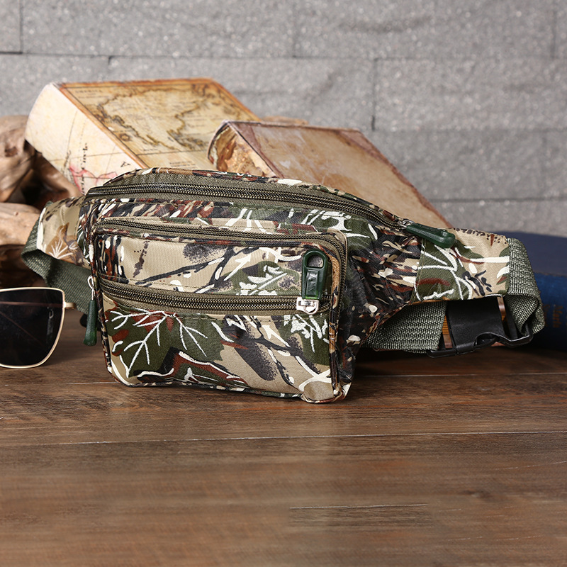 Sports multifunctional camouflage waist bag men and women large capacity cash register bag business polyester mobile phone bag wholesale