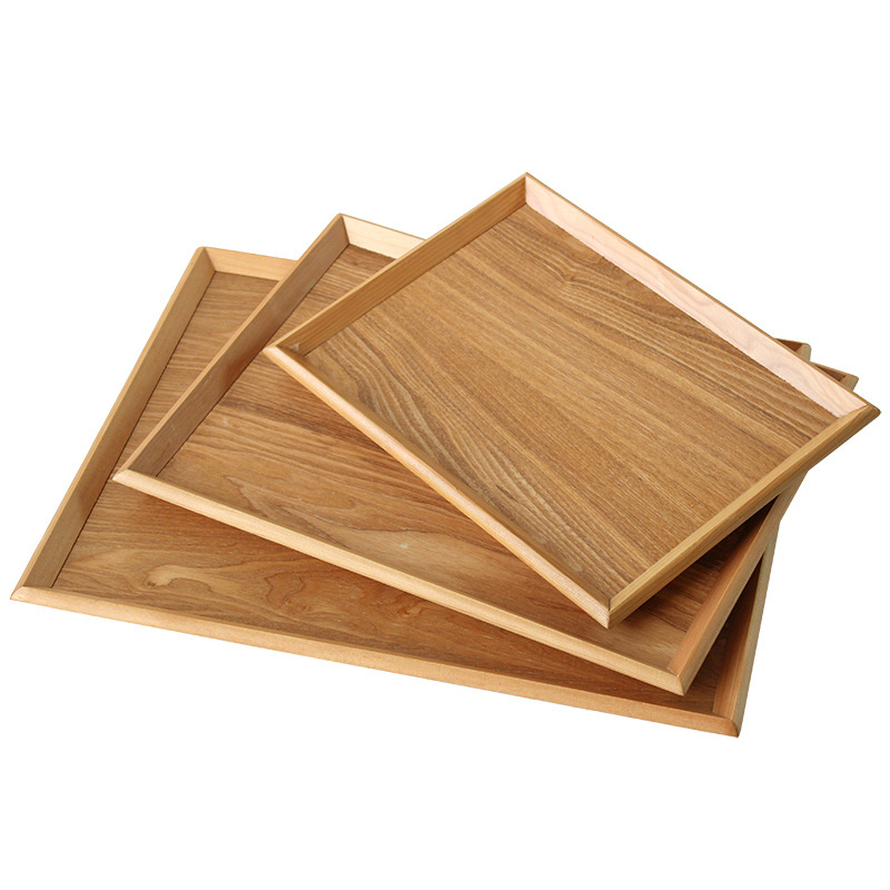 Wooden Tray Rectangular Plate Wooden Plate Tableware Hotel Solid Wood Bread Plate Wooden Plate Tea Cup Tray Wood