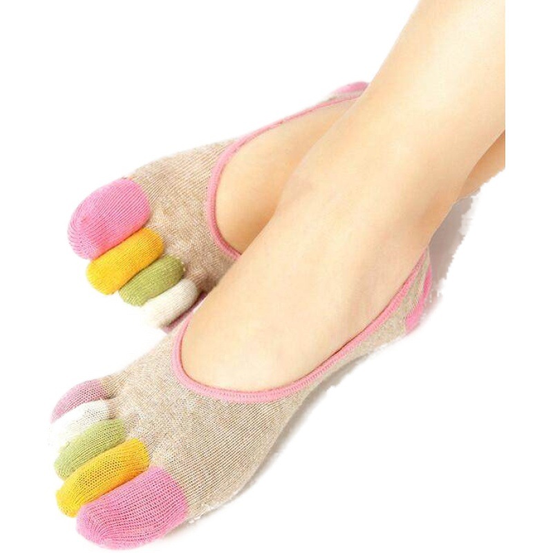 Factory wholesale spring and summer invisible boat socks cotton non-slip silicone Korean version of the five-finger socks Amazon women's shallow five-toe socks