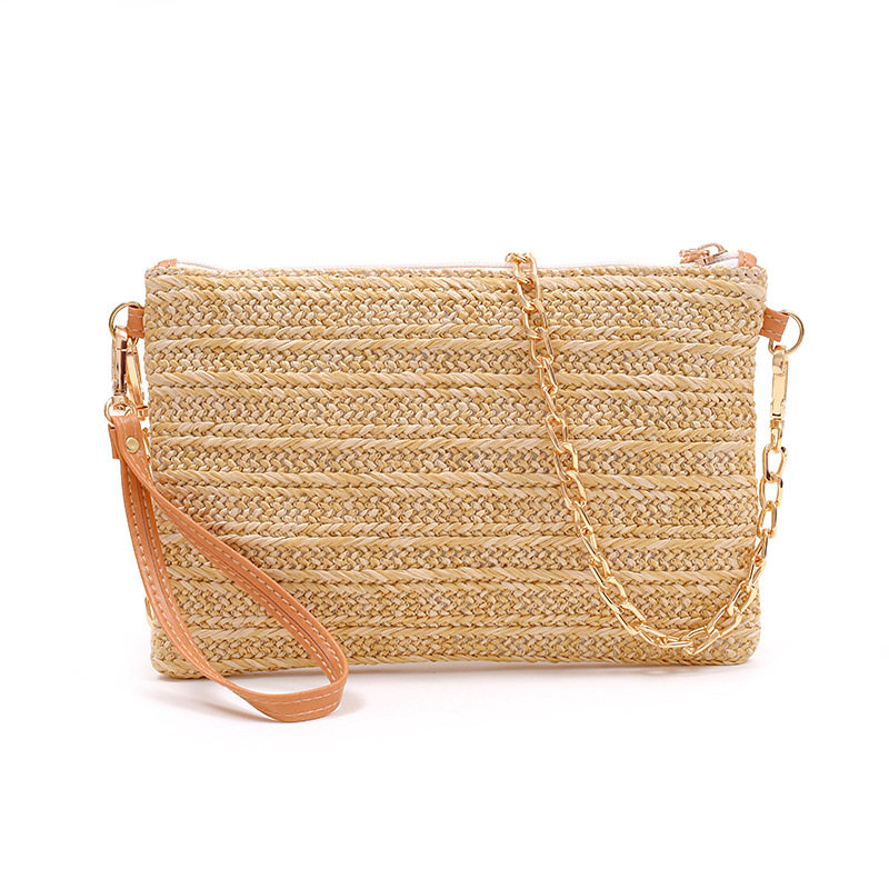 Summer New Style Straw Bag Women's 2023 Women's Straw Crossbody Bag Casual Women's Chain Beach Bag Handbag Women's
