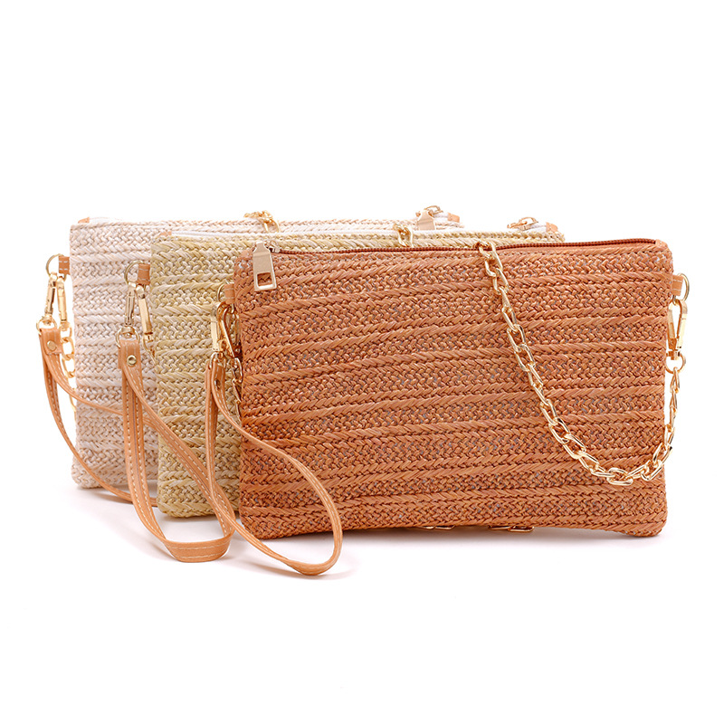 Summer New Style Straw Bag Women's 2023 Women's Straw Crossbody Bag Casual Women's Chain Beach Bag Handbag Women's