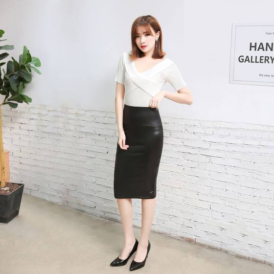 Foreign trade explosions Europe and the United States hot OL matte leather high waist skirt tight hip skirt stretch skirt plus size