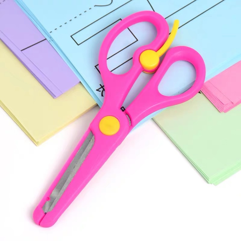 Wholesale children's scissors DIY handmade art stationery children's paper-cut safety small scissors elastic labor-saving metal