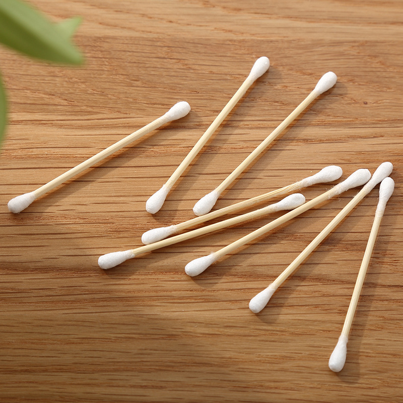 Disposable Double-headed Cotton Swab Wooden Stick Cosmetic Cotton Stick Cotton Ear-pulling Cotton Ball Makeup-removing Cotton Stick Pointed Round Head