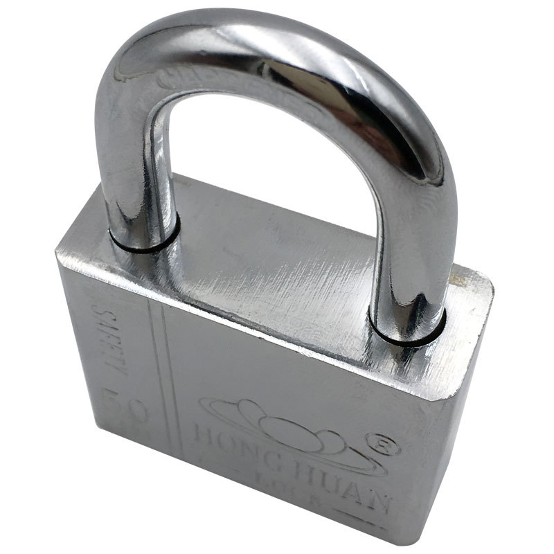 Wholesale imitation stainless steel padlock square blade anti-theft small lock head through lock length 30 40 50 60 70 good