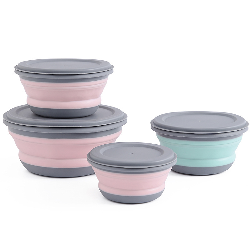 Folding Bowl Pet Bowl Lunch Box Dish suit Portable Outdoor Supplies Picnic Cooking Box Package Tableware Fresh-keeping Box