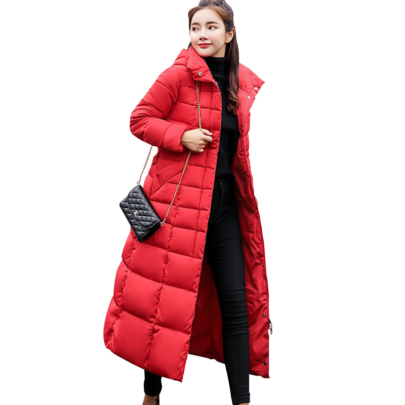 European and American Plus Size Cotton-padded Coat Women's 2022 Winter New Korean Style Wool Collar Cotton-padded Coat Women's Long Slim-fit Thickened Cotton-padded Coat