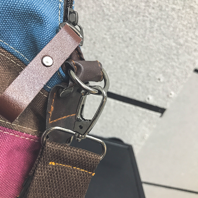 Factory Direct canvas bag European and American fashion rainbow striped canvas bag fashion stitching women's bag washed cloth bag