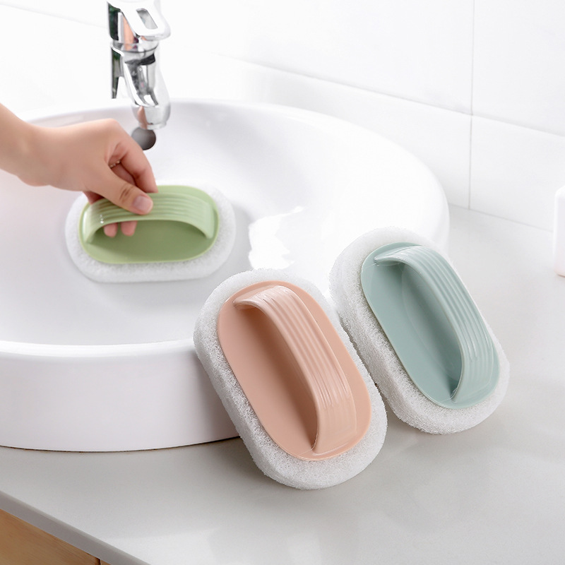 T Original Plain Stripe Handle Cleaning Brush Sponge Cleaning Tile Kitchen Cleaning Sponge Cleaning Cleaning Brush