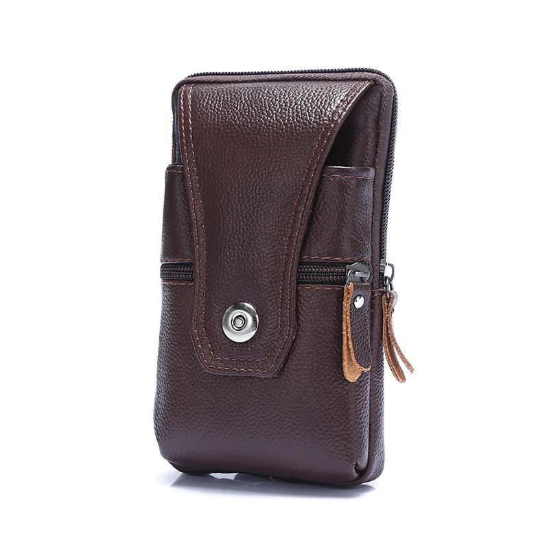 Factory Direct genuine leather mobile phone waist bag men's belt vertical multi-functional mobile phone bag anti-theft portable coin purse