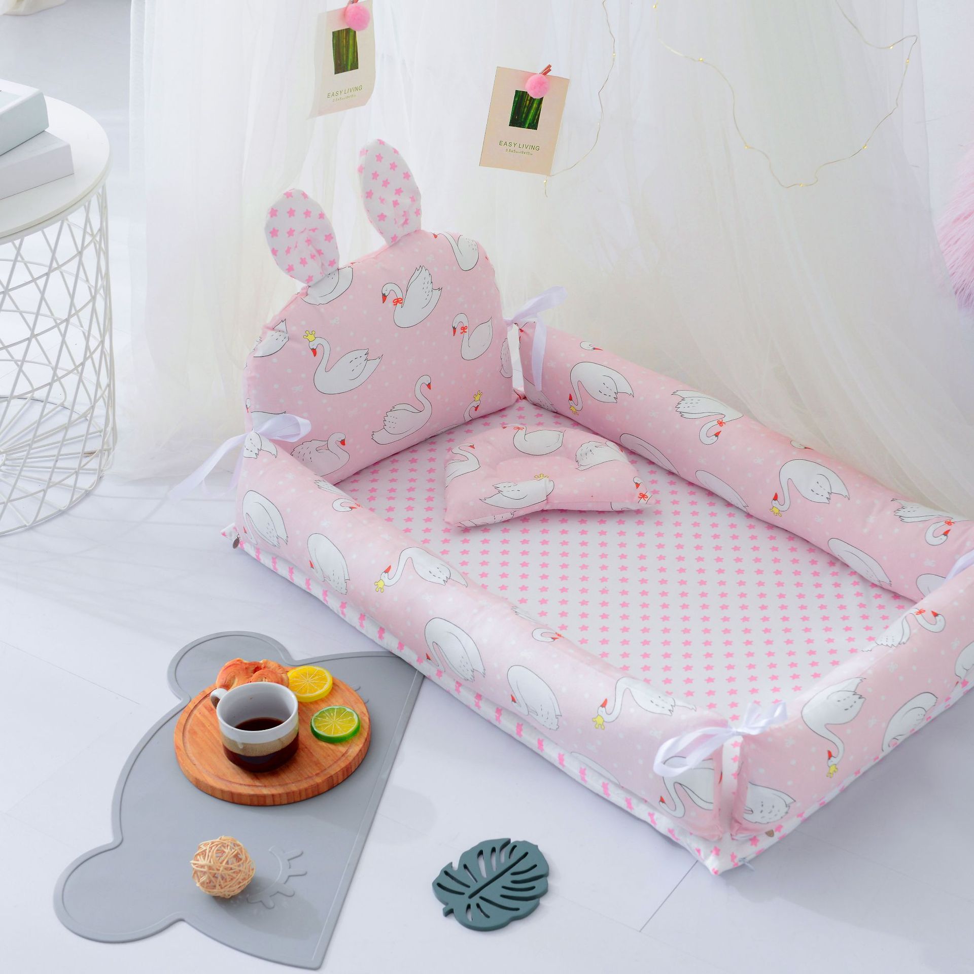Cross-border vacuum packaging crib bed portable travel bed pressure-resistant removable and washable cartoon-shaped bed