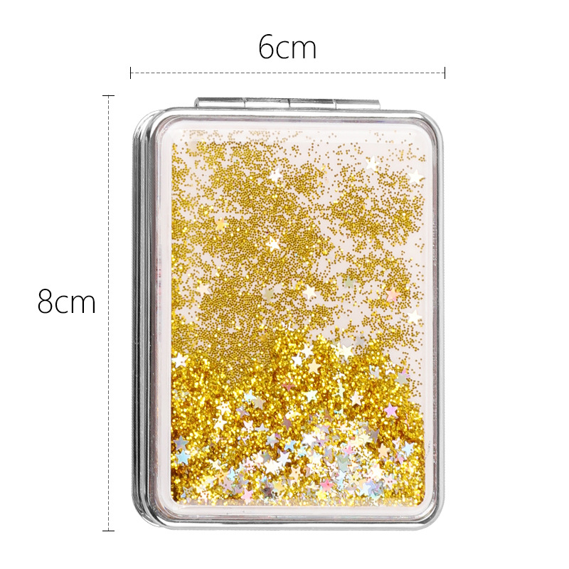 Creative quicksand Net red small mirror cute girl heart cartoon double-sided portable makeup mirror small gift wholesale