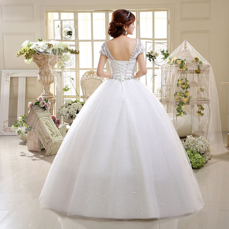 Factory Direct Supply New Wedding Dress 2024 Korean Style Double Shoulder Slim-fit Wedding Large Size Bridal Lace Strap Photo Studio