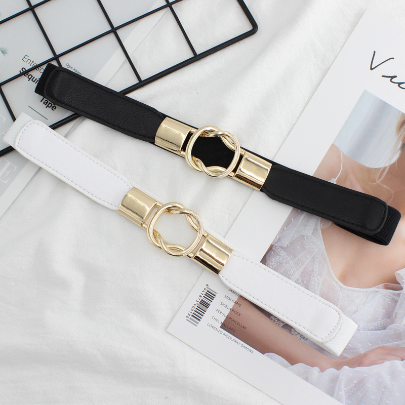 Women's Korean-style elastic thin waist seal with dress decorative belt red black and white small belt tide four sizes