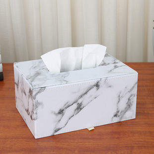 Ins Style Fashion Richie Pattern Leather Paper Box Hotel Restaurant Decorative Home Light Luxury Tissue Box Wholesale